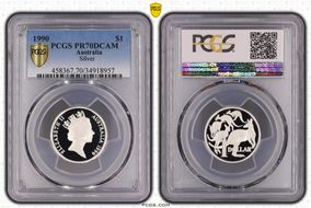 1990 $1 KM-84a  Ag PR70DCAM
