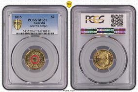 2015 $2 Lest We Forget Colorized MS67