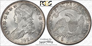 1824 50C O-117 AU58+