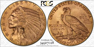 1915 $5 MS65