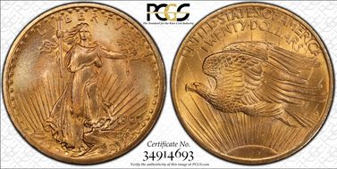 1907 $20 Saint-Gaudens MS66