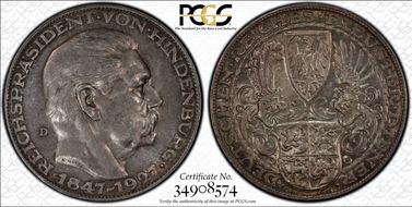 1927-D (5 Mk) X-1 Silver SP64