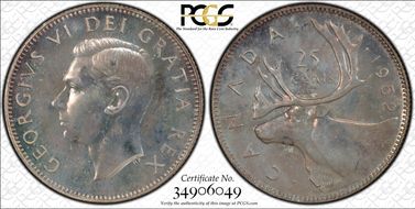 1952 25C Low Relief PL65