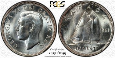 1951 10C MS64