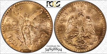 1947 50 Peso KM-481  Au MS64