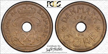 1935-N GJ 5 Øre AU58BN