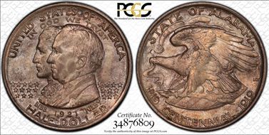 1921 50C Alabama MS65