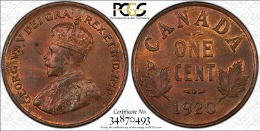 1920 1C Small Cent MS64RB