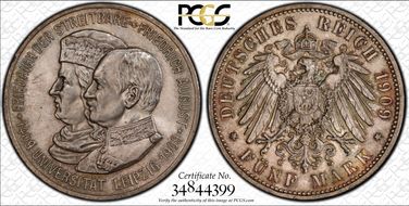 1909 5 Mk Leipzig Univ. J-139 MS63