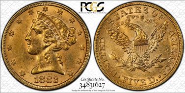 1882 $5 MS61