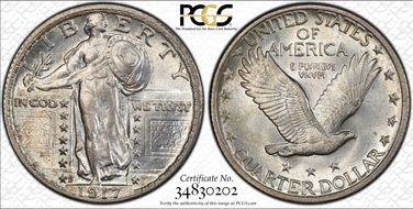 1917-S 25C Type 2 MS65