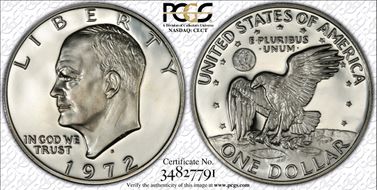 1972-S $1 Silver PR70DCAM