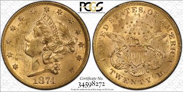 1874 $20 MS61