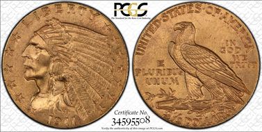 1911-D $2.50 Strong D MS63