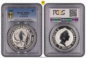 1991 $5 Kookaburra KM-138  Ag MS66