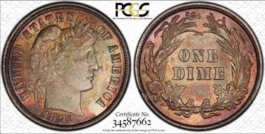 1892 10C MS66