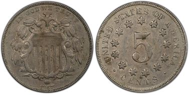 1867 5C No Rays O/R Die Clash  FS-1402/1901 AU50