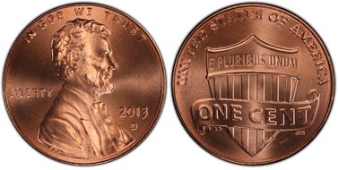 2013-D 1C Shield MS68RD