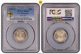 1945-D 20C KM-182  Ag MS63