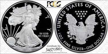 2018-W $1 Silver Eagle First Strike PR70DCAM