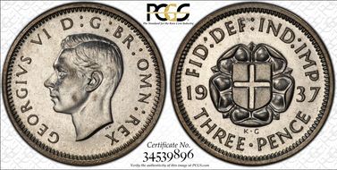 1937 3D S-4085 Silver Shield on Rose PR66