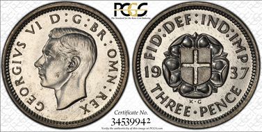 1937 3D S-4085 Silver Shield on Rose PR65