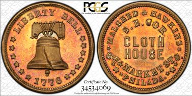 (1876) Token Pa-Ph 271B Brass Malseed & Hawkins MS65