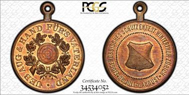 1895 Medal Winterthur R-1771 Var 27mm Brass MS64