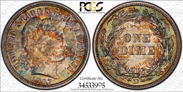 1907-D 10C MS66+