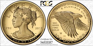 2017-W $100 American Liberty High Relief PR69DCAM