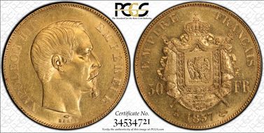 1857-A 50 Fr Gad-1111 F-547 AU58