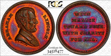 (1865) Medal JAB-20 Copper Bolen-Abraham Lincoln MS66RB