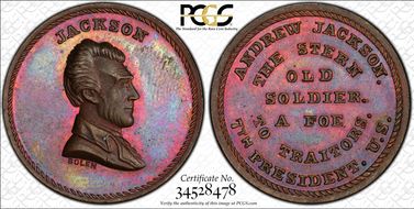 (1865) Medalet JAB-27 Copper Bolen-Andrew Jackson MS65BN