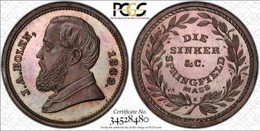 (c.1869) Medal Rulau Ma-Sp48, JAB-35 Copper J.A. Bolen MS66BN