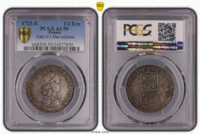 1721-E 1/2 Ecu Gad-311 Flan réformé AU50