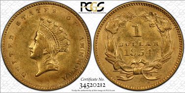1854 G$1 Type 2 AU58