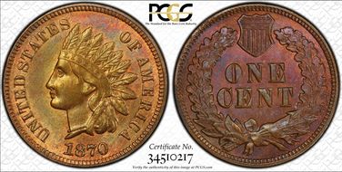 1870 1C MS65RB