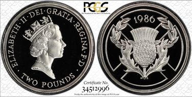 1986 £2 S-K1 Commonwealth Games Ag PR69DCAM