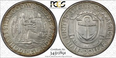 1936-S 50C Rhode Island MS66
