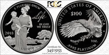 2018-W $100 Platinum Eagle - Life First Strike PR69DCAM
