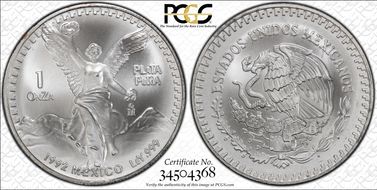 1992-Mo Onza Libertad Ag MS69