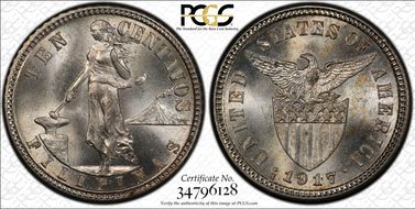 1917-S 10C Allen-8.12a RP 1 MS64+