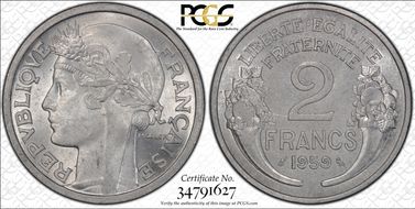 1959 2 Fr Gad-538c MS63