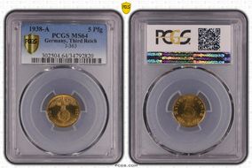 1938-A 5 Pfg J-363 MS64