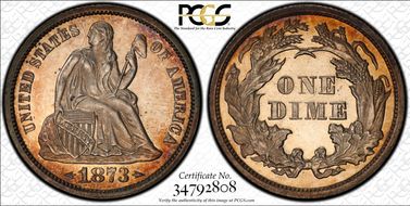 1873 10C Arrows PR64CAM