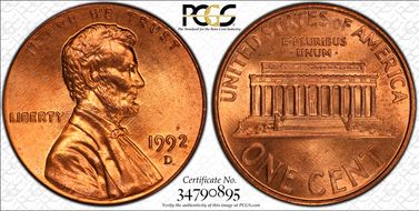 1992-D 1C Close AM MS65RD