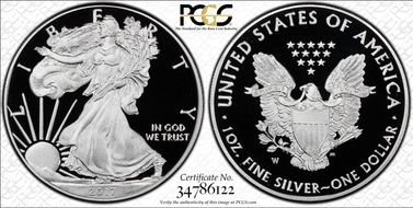 2017-W $1 Silver Eagle PR70DCAM