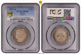 1871-A 2 Fr Gad-530 F-265 Grand A MS65