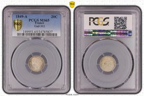 1849-A 20C Gad-303 MS65