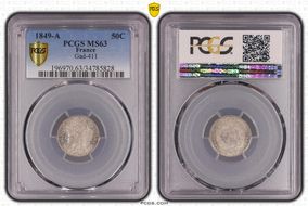 1849-A 50C Gad-411 MS63